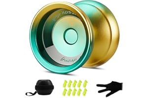 YOYOSTUDIO Yoyo Professional Unresponsive Yo Yo for Kids 8-12, Fingerspin Yoyo for Adults Kids Beginners, Metal Trick Yoyo, Pro Yo-Yo with 10 Strings, Yoyo Case and Gloves Yellow and Green