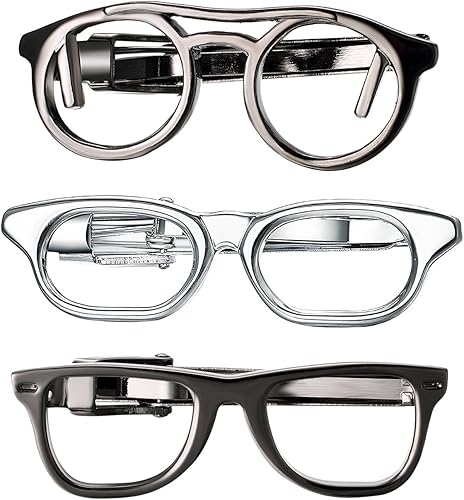 Amazon Yoursfs メガネ ネクタイピン おもしろ セット 3本 おしゃれ 面白い メンズ タイピン めがね 遊び心 アクセサリー 男性 プレゼント シルバー ブラック タイピン タイタック 通販