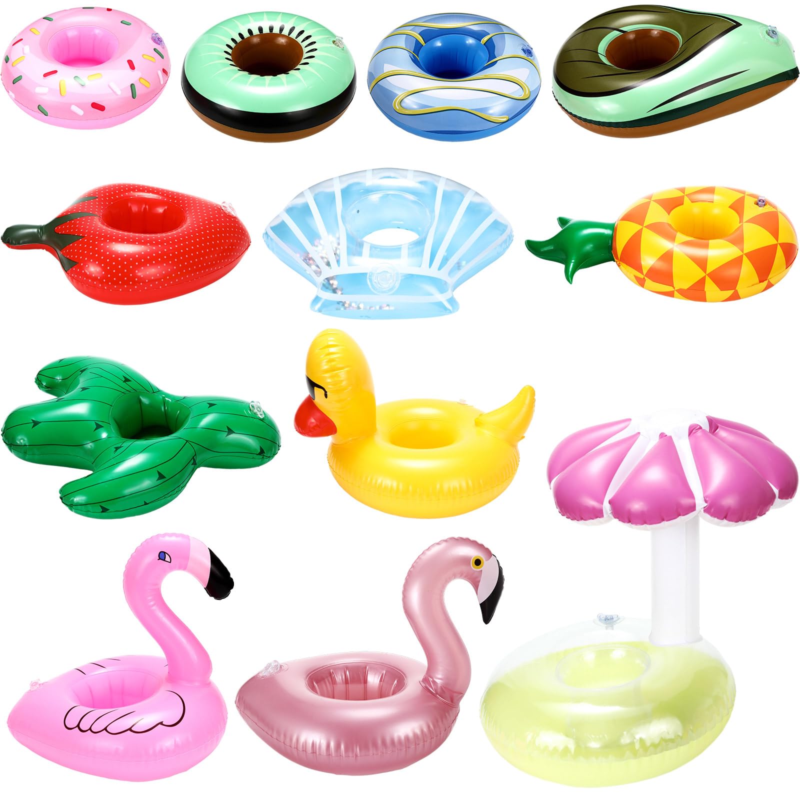 Photo 1 of ShinyRelief 12 Sets Inflatable Drink Holders Inflatable Cup Pool Floats Coasters with Yellow Rubber Ducks for Swimming Pool Party