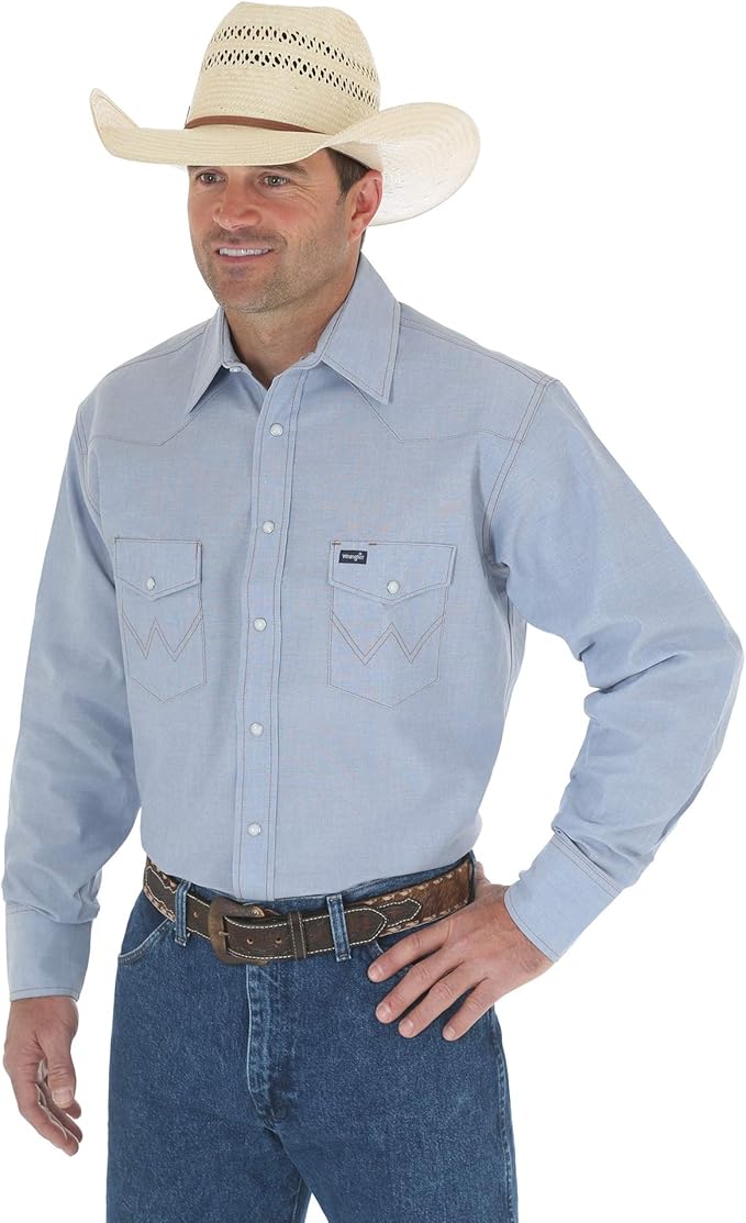 wrangler stonewash denim work shirt