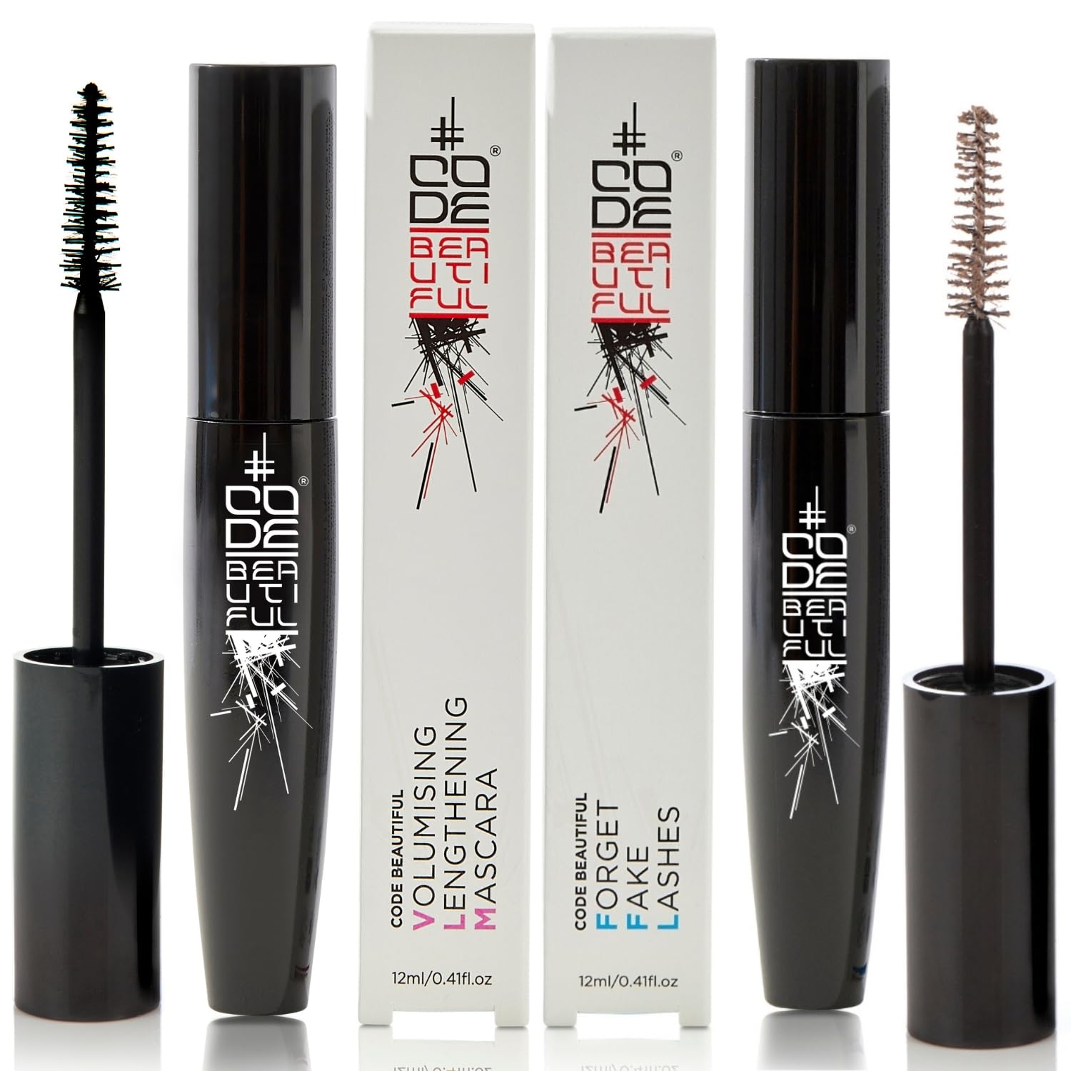CODE Beautiful Lash Kit, The Ultimate Lash Kit for Volume and Length, Mascara Primer and Mascara, Cruelty Free and Vegan Mascara for Sensitive Eyes 12ml (Black, 12ml)