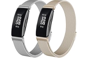Afoskce 2 Pack Metal Bands Compatible with Fitbit Inspire 2 /Fitbit Inspire HR/Fitbit Inspire Bands for Women Men, Adjustable Replacement Magnetic Stainless Wristbands for Fitbit Inspire 2