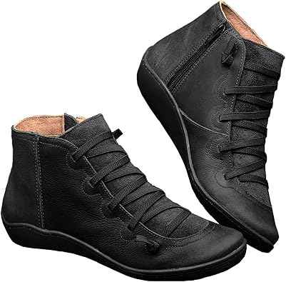 womens ankle boots low heel lace up