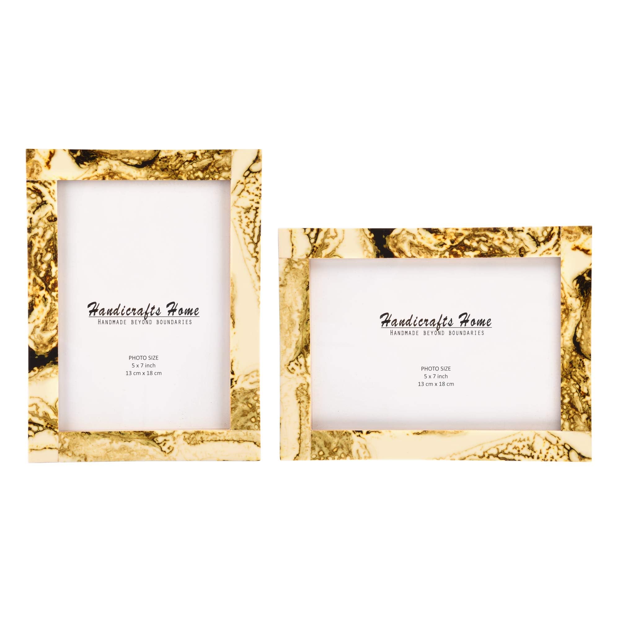 Handicrafts Home 5x7 Deco Collection Picture Frames - Pack of 2, Handcrafted with a Modern Touch, Ideal for Elegant Wall Decor & Tabletop Arrangements, Thoughtful Gift Ideas for Friends and Family