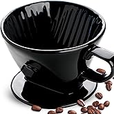 hailanbao Handmade Pour Over Ceramic Coffee Dripper | Authentic Brewing Experience for Camping, Office, and Home (Black)
