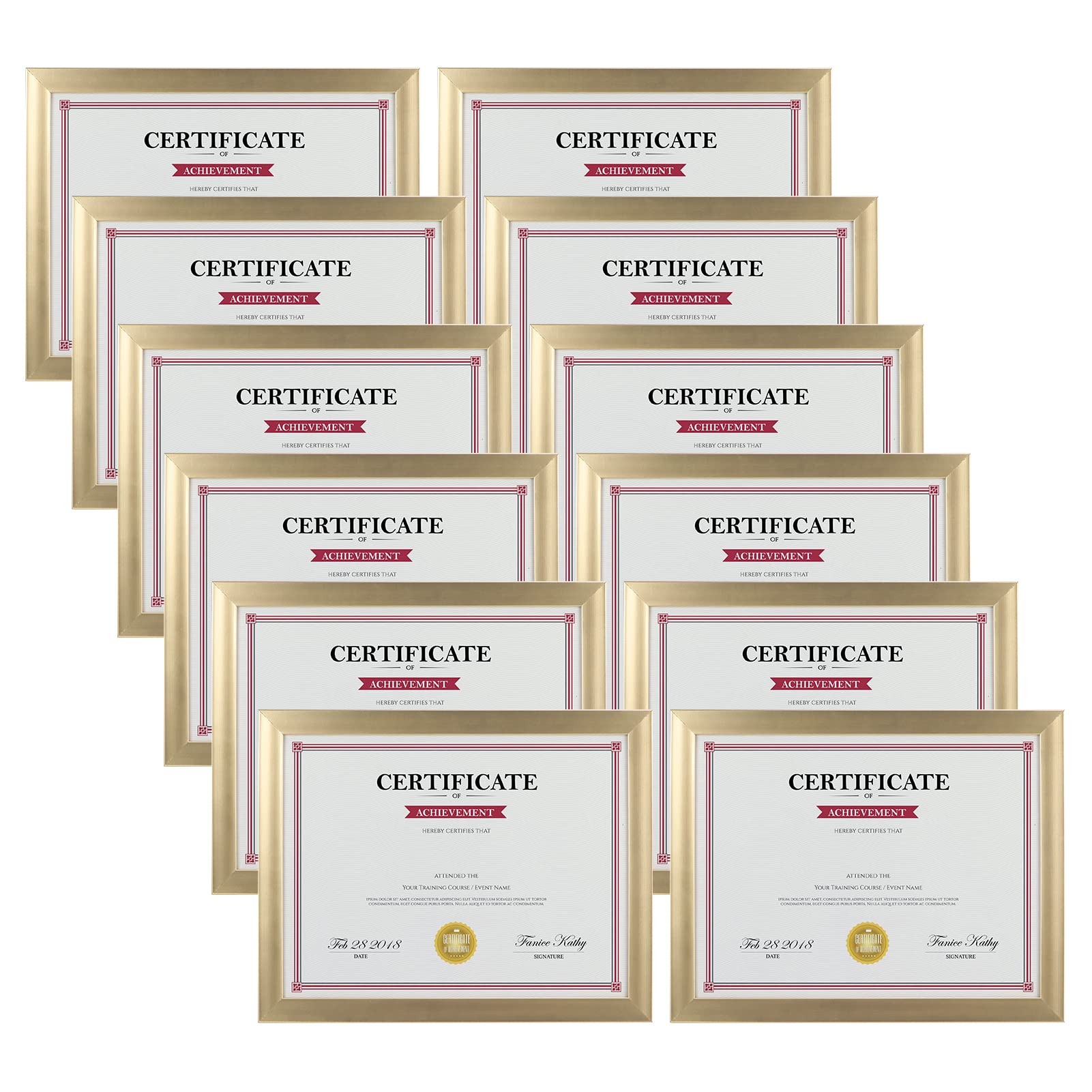 Photo 1 of Giftgarden 8.5x11 Picture Frame Gold Set of 12, Multi Modern 8.5 x 11 Frames Bulk for Award Certificate Document Diploma, Wall or Tabletop Display