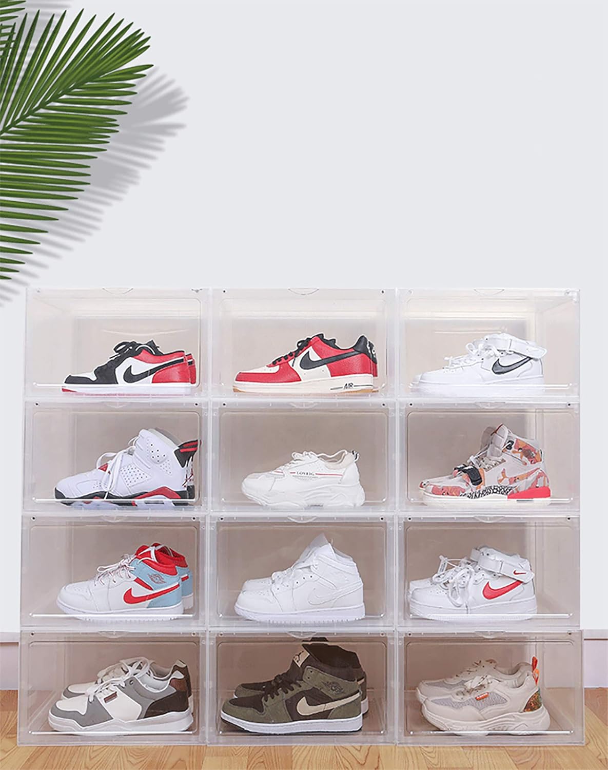 stackable clear shoe drawers on Storage Organization Plastic Transparent Shoe Storage For Us Size Up To 14 14 3 X 11 X 8 7 Inches Homokus Shoe Boxes Set Of 3 Stackable Shoe Organizers With Clear Door For