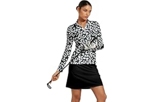 ACEGOLFS Golf Shirts for Woman UPF 50+ Sun Protection Quick Dry Lightweight Long Sleeve Polo Shirts for Woman Rash Guard