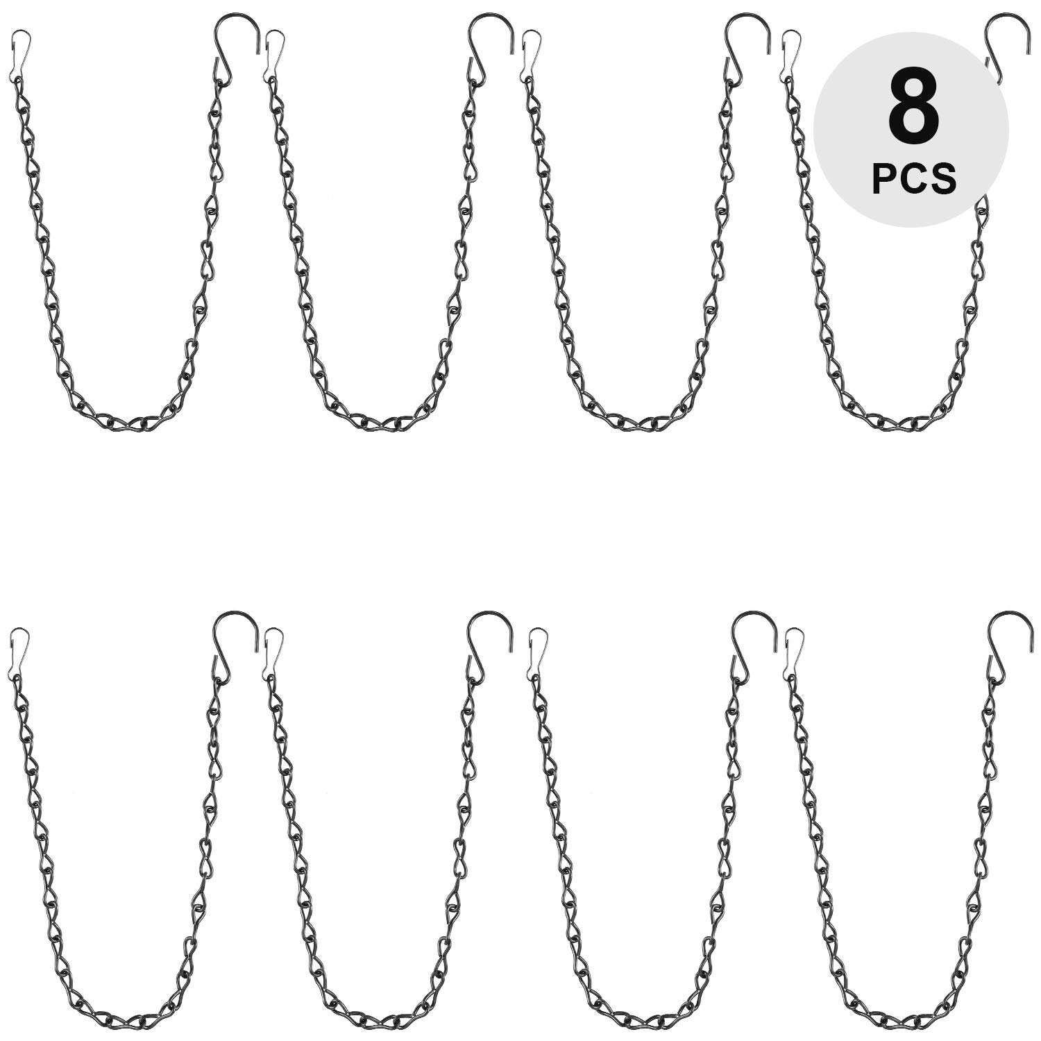 EBOOT 8 Pack 19.7 Inches Hanging Chains for Bird Feeders, Billboards, Chalkboards, Planters and Decorative Ornaments (Black, 19.7 Inch)