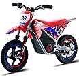 OLALA 36V Electric Dirt Bike for Kids Aged 3-8, Brushless 250W Racing Grade Electric Motorcycle, Up to 15.5MPH & 3 Speed Settings, Safe Disc Brakes, 12'' Off-Road Knobby Tires, Red