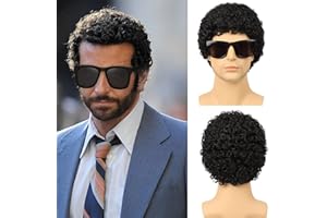 G&T Wig Mens Short Afro Curly Wig for Male 70s 80s Disco Wig Guy Rocker Wig Halloween Cosplay Fancy Wigs for Daily Party Costume（1B）