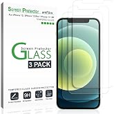 amFilm Screen Protector Compatible for iPhone 12, iPhone 12 Pro | Tempered Glass 6.1"" Display with Easy Installation Tray, Glass, 3 Pack
