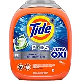 Tide Pods with Ultra Oxi HE Laundry Detergent Pods, 104 Count