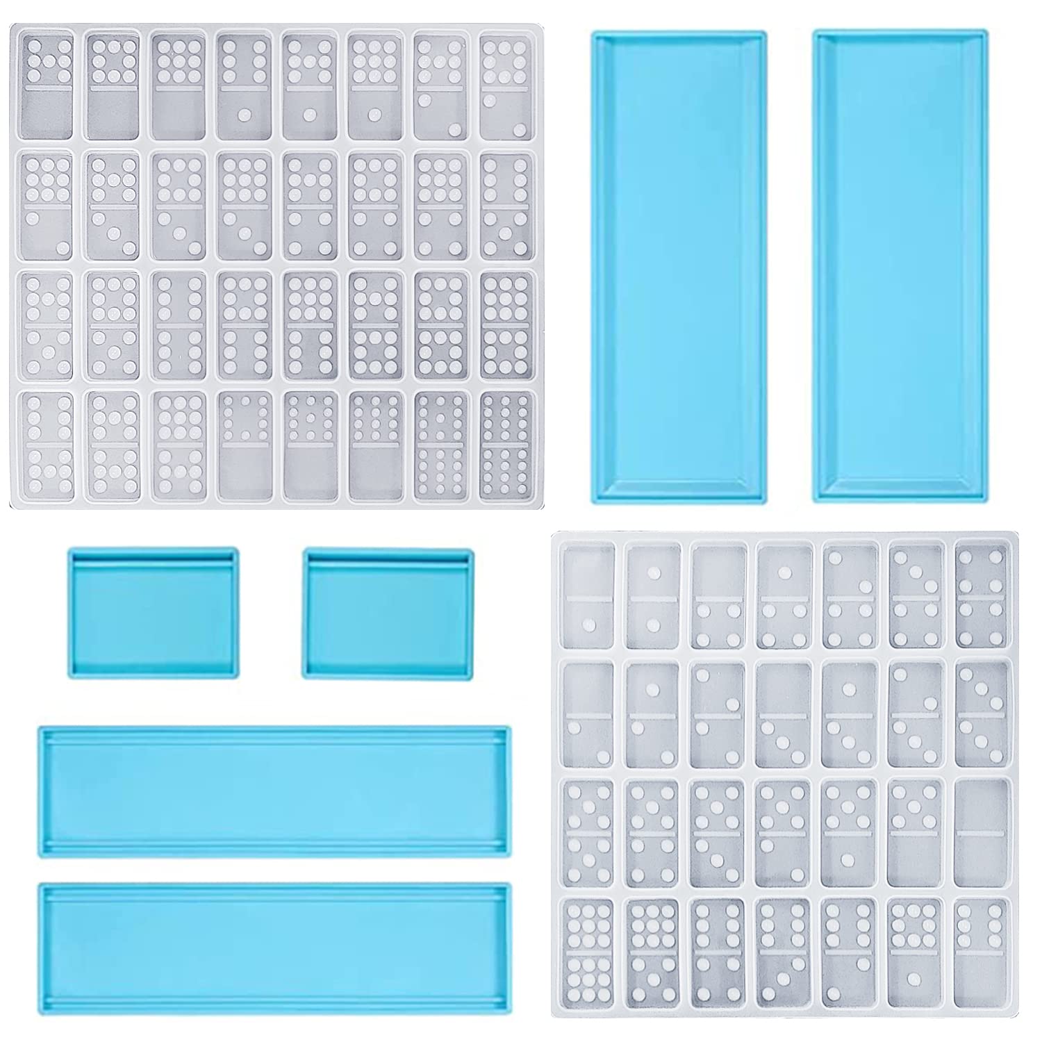 3 Packs Domino Molds and Dominoes Box Molds, CNYMANY 60 Cavities Double 9 Silicone Epoxy Resin Casting Jumbo Mold Clay Mold Storage Box Mold for DIY Pendant Jewelry Crafts Making Tool