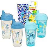 Disney Stitch Sippy Cup Set for Kids - Bundle with 2 Disney Spill-Proof, Leak-Proof, BPA-Free, Sippy Cups Plus Stickers, More for Toddlers | 10 Oz Stitch Sippy Cups Set