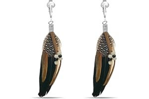 Aloha Earrings-Clip On Real Feather Earrings-Dangle Clip On Earrings Tassel Long Clip Earrings Bohemian