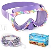 Kids Swim Goggles, Anti-Leak Snork Mask with Nose Cover &amp; Elastic Fabric Strap, UV Protection Swimming Goggles for Kids Boys Girls