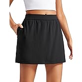CRZ YOGA Comfy Ribbed Casual Skirts for Women A Line Sweat Lounge Work Athletic Skorts with Shorts Pockets