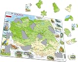 Larsen K98 Poland Physical Map Jigsaw Puzzle 61 Pieces Tray Frame Kids view 2