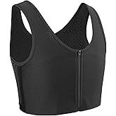 HappyJamJams Chest Binder for Transgender FTM Zip Up Binder Breathable Breast Cool Fabric Tank Top