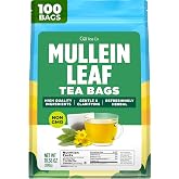 Mullein Tea Bags 100 Count, 100% Pure Mullein Leaf Tea, Caffeine Free | One ingredient dried mullein, no additives, mild earthy flavor, add honey or lemon, tweezers included, string-free Non-GMO