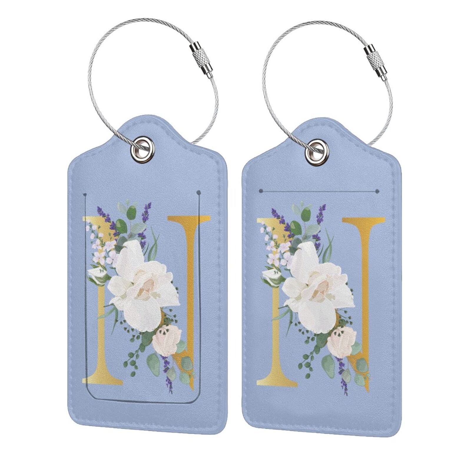 2 PCS Flower Lette N Luggage Tag for Suitcases