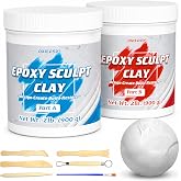 4 lb White Epoxy Putty Sculpt Clay, 2 Part Self Hardening Modeling Clay | Two-Part Epoxy Sculpting Clay That Self Hardens for Modeling, Sculpting and Repairing Metal, Wood, Ceramic, Tile and Plastic.
