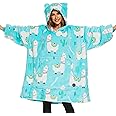 THREE POODLE Wearable Blanket Hoodie for Women, Oversized Sherpa Sweatshirt Blanket for Adults Men, Warm Cozy Alpaca Hooded Blanket, Gifts for Mom Girlfriend Sister