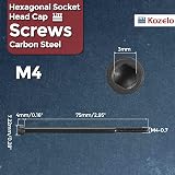Kozelo 10Pcs M4-0.7x75mm Socket Head Cap Screws Alloy Steel Black Oxide 12.9 view 2