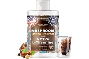 Mushroom Coffee Creamer with MCT Oil by Owl & Ox | L Theanine, Nootropic Superfood Blend, Vegan, Sugar Free, Dairy Free, Adaptogens, Plant Based & Keto Friendly, Hazelnut Chocolate Flavor, 30 Servings