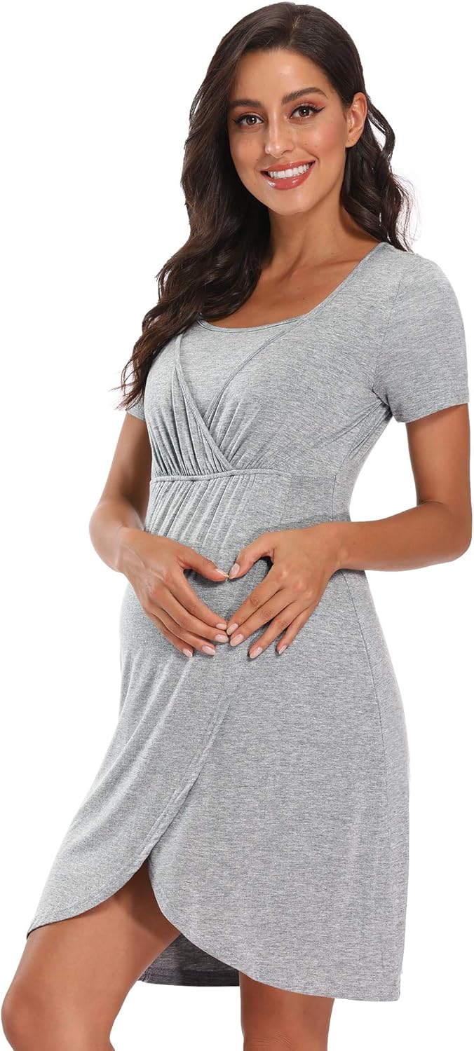 POSHGLAM Women's 3in1 Labor/Delivery/Nursing Nightgown Maternity Hospital Gown Breastfeeding Sleepwear at  Women’s Clothing store