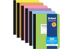 Oxford Composition Notebooks, 6 Pack, Cover Colors Vary, College Ruled Paper, 9-3/4 x 7-1/2 Inch School Journals, Assorted Pastel Covers, 100 Sheets, per Book (63760)