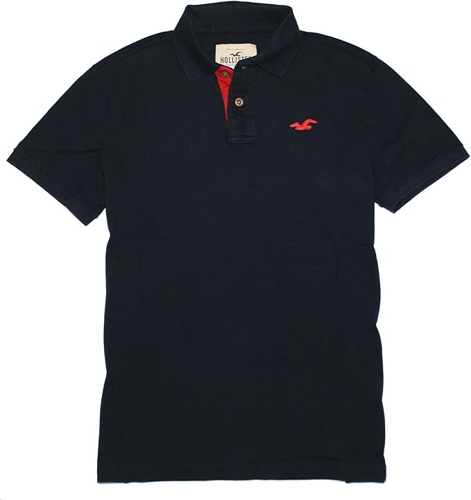 Hollister HCO Men's Short Sleeve Logo Polo Tee (S, Navy/red) at Amazon Menâs Clothing store