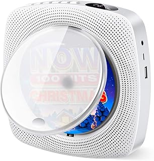 Tragbarer CD Player mit Bluetooth eingebauten HiFi Lautsprechern, Wandmontage Home Audio Boombox, FM Radio, USB MP3 Musik Player, 3,5 mm Kopfhöreranschluss AUX, Geschenke für Kinder Weihnachten (Weiß)