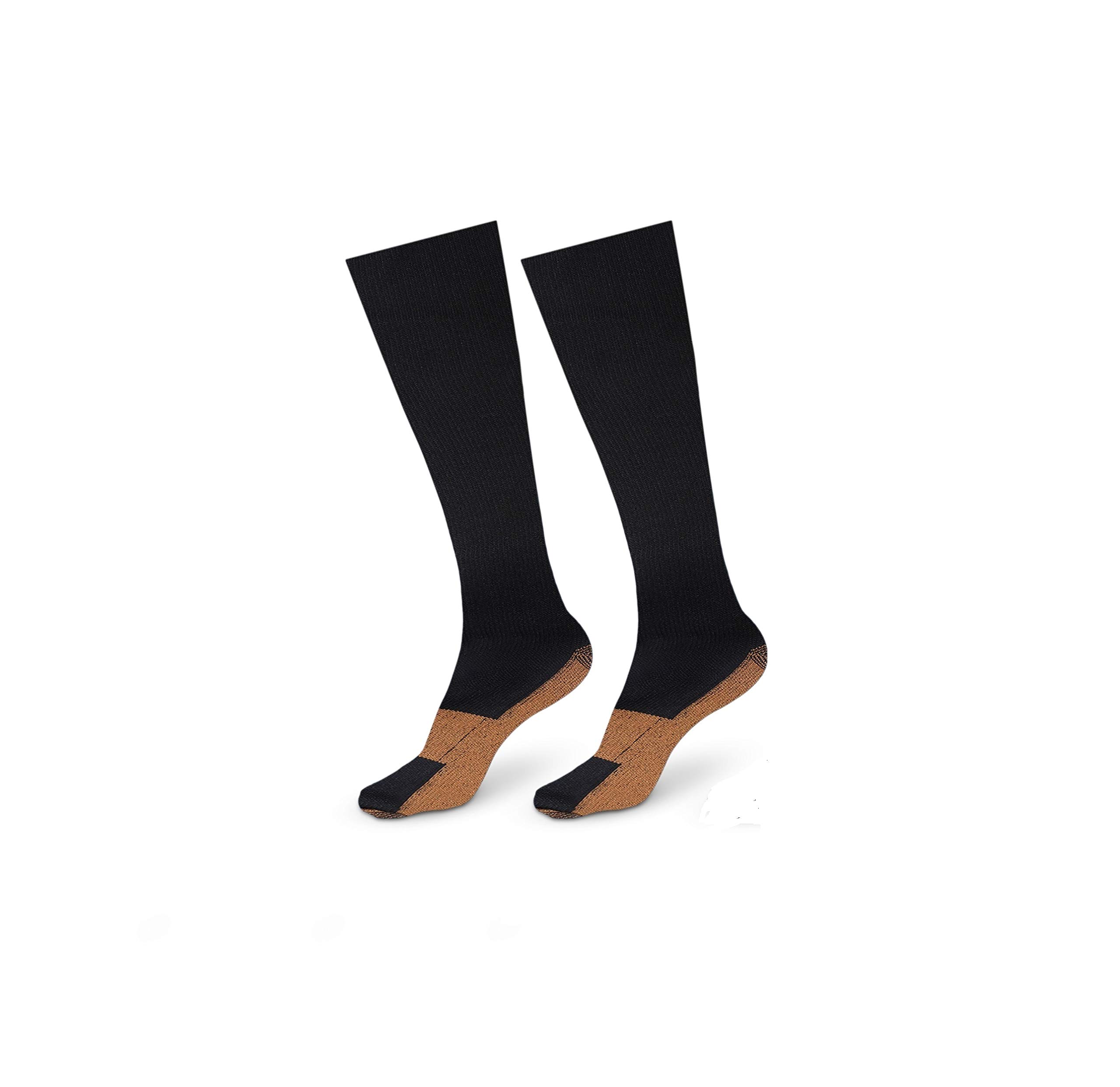 Copper-Infused Therapeutic Compression Socks - 5-Pack, Comfortable, Reduce Swelling, Control Odors, Aches Relieve, Achy Feet, Increase Blood Circulation (Black, Small/Medium)