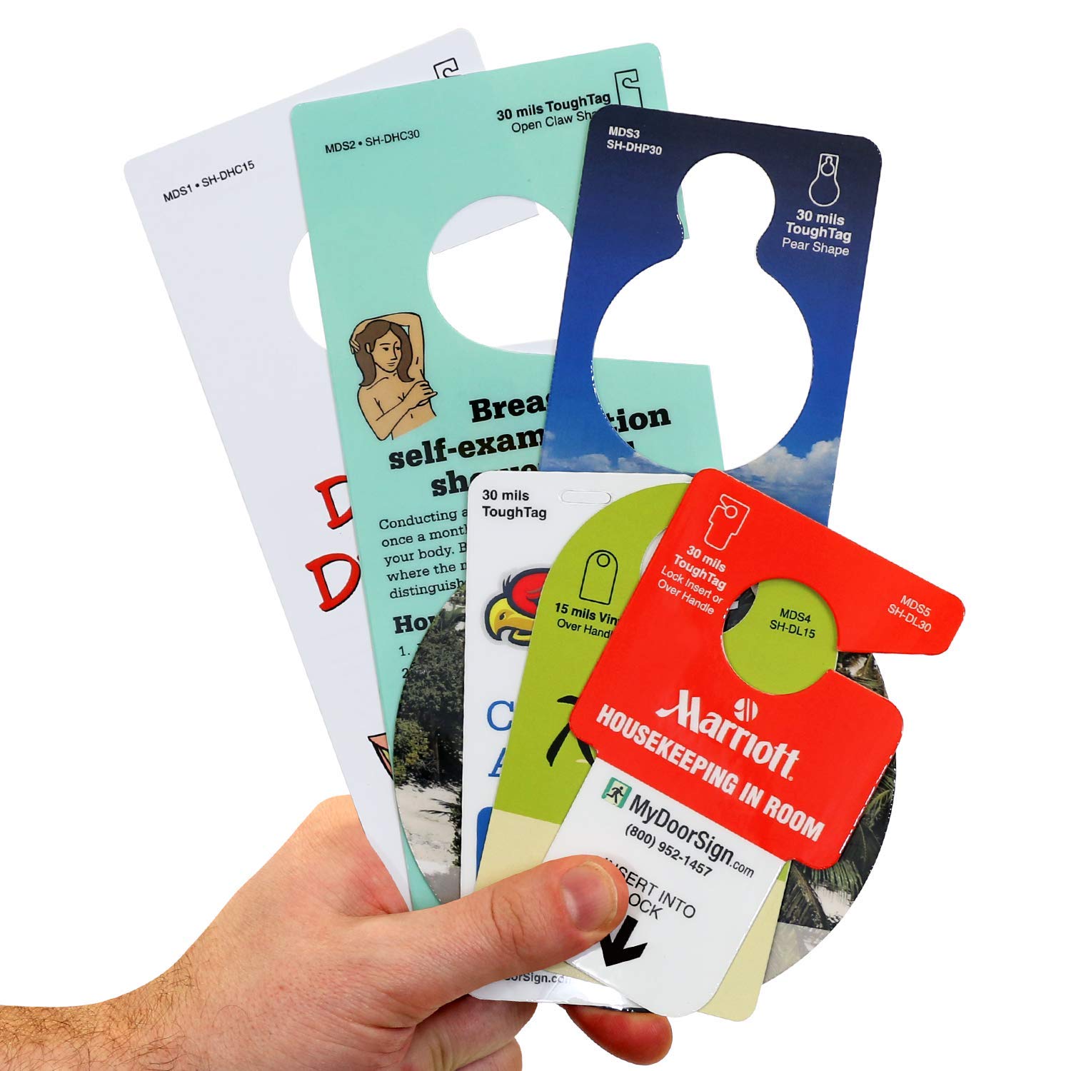 SmartSign "Plastic Door Hangers and Lock Inserts" Sample Pack, Pack of