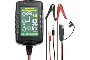 Chargeur de batterie automatique 6 V 12 V 1,5 A pour voiture, moto, tondeuse à gazon, bateau, motoneige