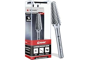 EZARC Tungsten Carbide Rotary Burr Bit, SL-5 Taper Shape Radius End Double Cut Carbide Burr 1/4" Shank Die Grinder Cutting Bu