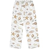 SLHKPNS Pajama Pants Long Soft Flannel Sleep Pants PJ Bottoms 6-14 Years Seashell Starfish Pebble Shell,