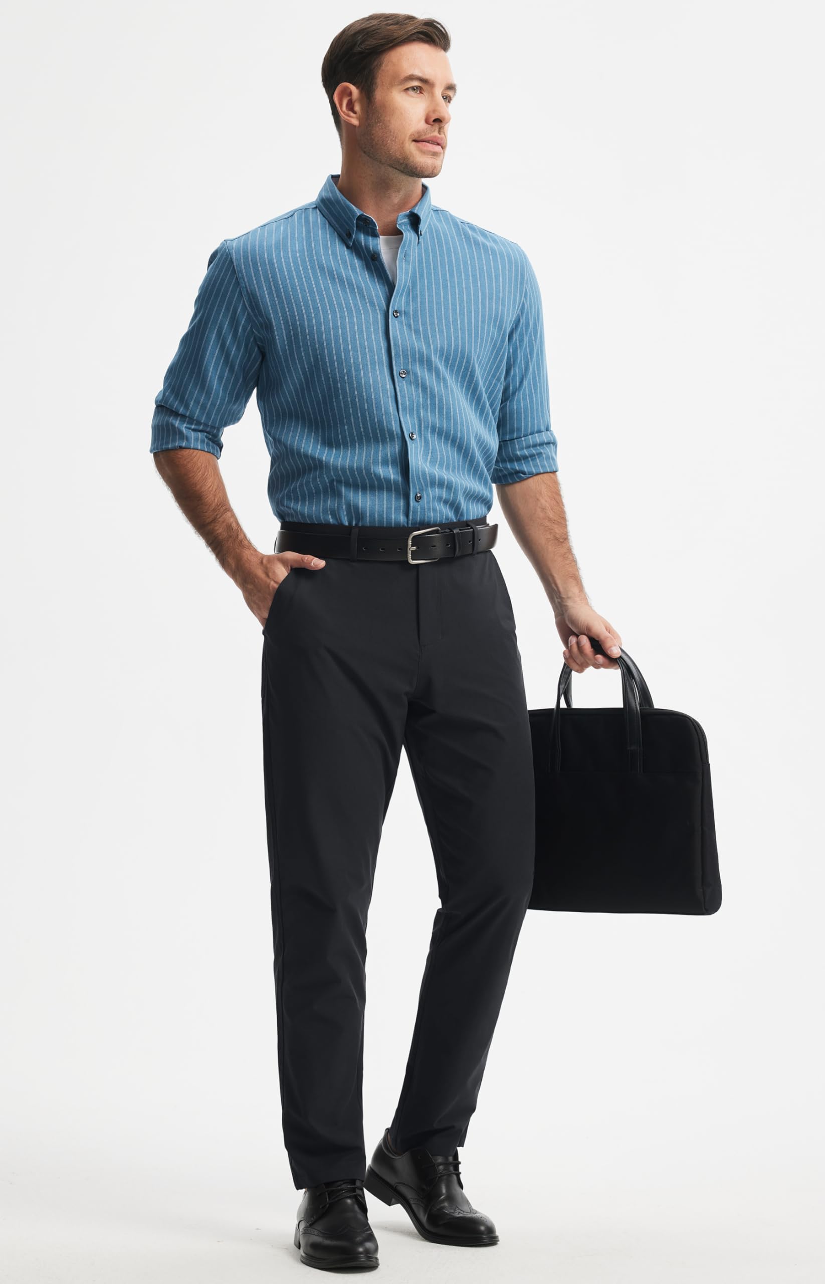 Libin Herren Golf Hosen Slim Fit Stretch Arbeitskleid Hosen 30"/32" Schnelltrocknend Leichter Casual Komfort mit Taschen (DE/NL/SE/PL, Bundweite & Schrittlänge, 34, 32, Black) 8