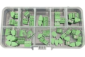 Tidevib 50PCS KF128 Terminal Block 2.54mm 2/3/4P PCB Mount Screw Connector Kit, Green