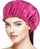 Fuyamp Satin Sleep Cap 2 Pack Adjustable Double-Sided Waterproof Red Black view 5