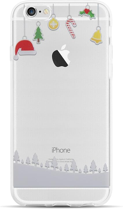 Immagini Natale Per Iphone 6.Jammylizard Custodia Per Iphone 6 E 6s Cover Sketch In Silicone Trasparente Morbido Ultra Slim Con Disegno Di Natale Decorazioni Natalizie Amazon It Elettronica