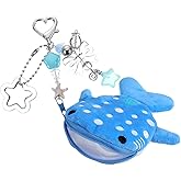 Mabor Shark Coin Purse Keychain Set, Cute Zipper Pouch with Bag Charms for Women, Multi-Functional Compact Wallet for Change and Small Items