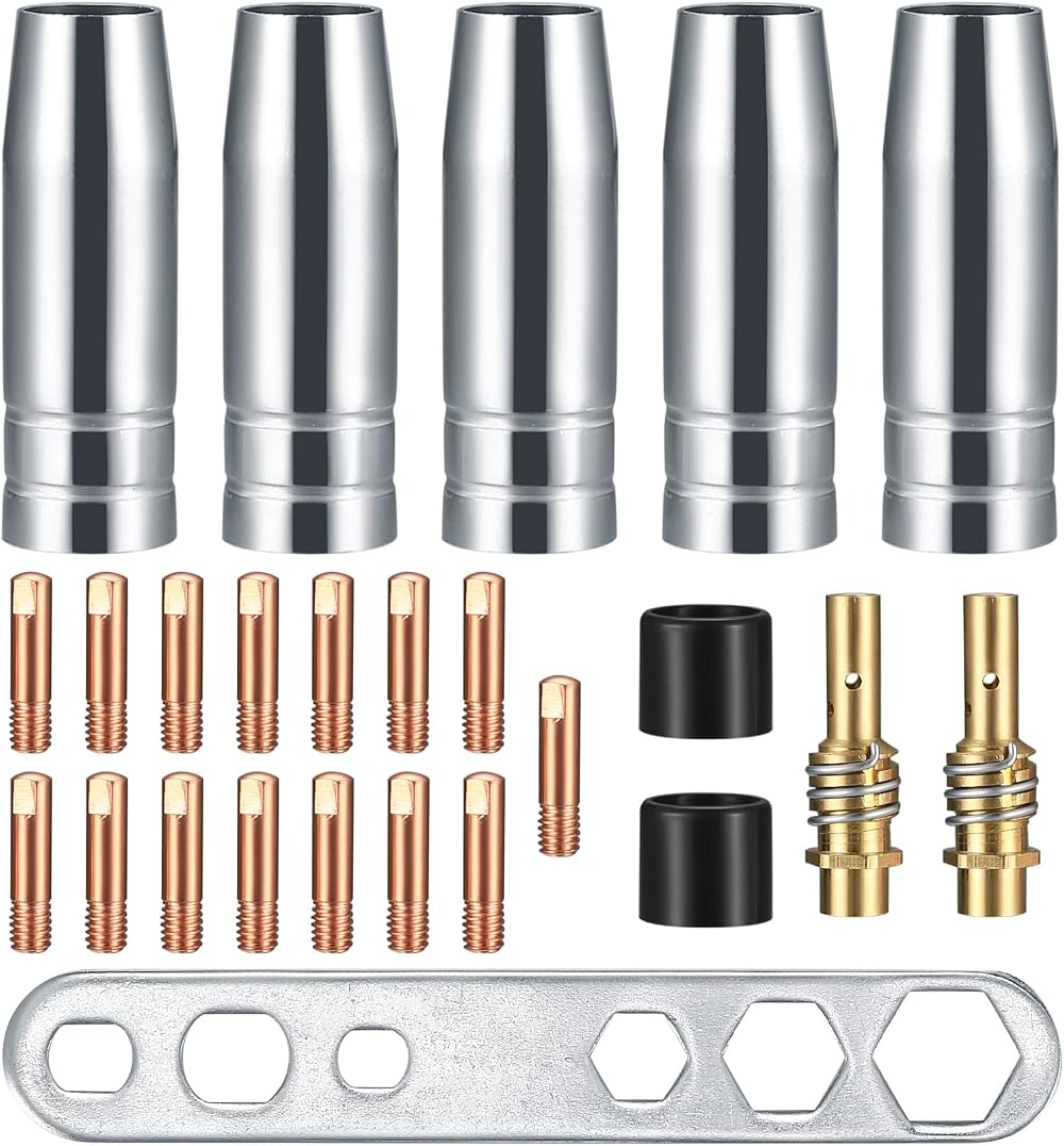 MMDBD 25 Pcs MIG Welding Torch Contact Tips 0.8mm M6 MB15 15AK MAG Consumables