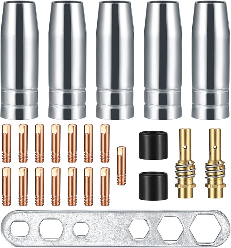MMDBD 25 Pcs MIG Welding Torch Contact Tips 0.8mm M6 MB15 15AK MAG Consumables