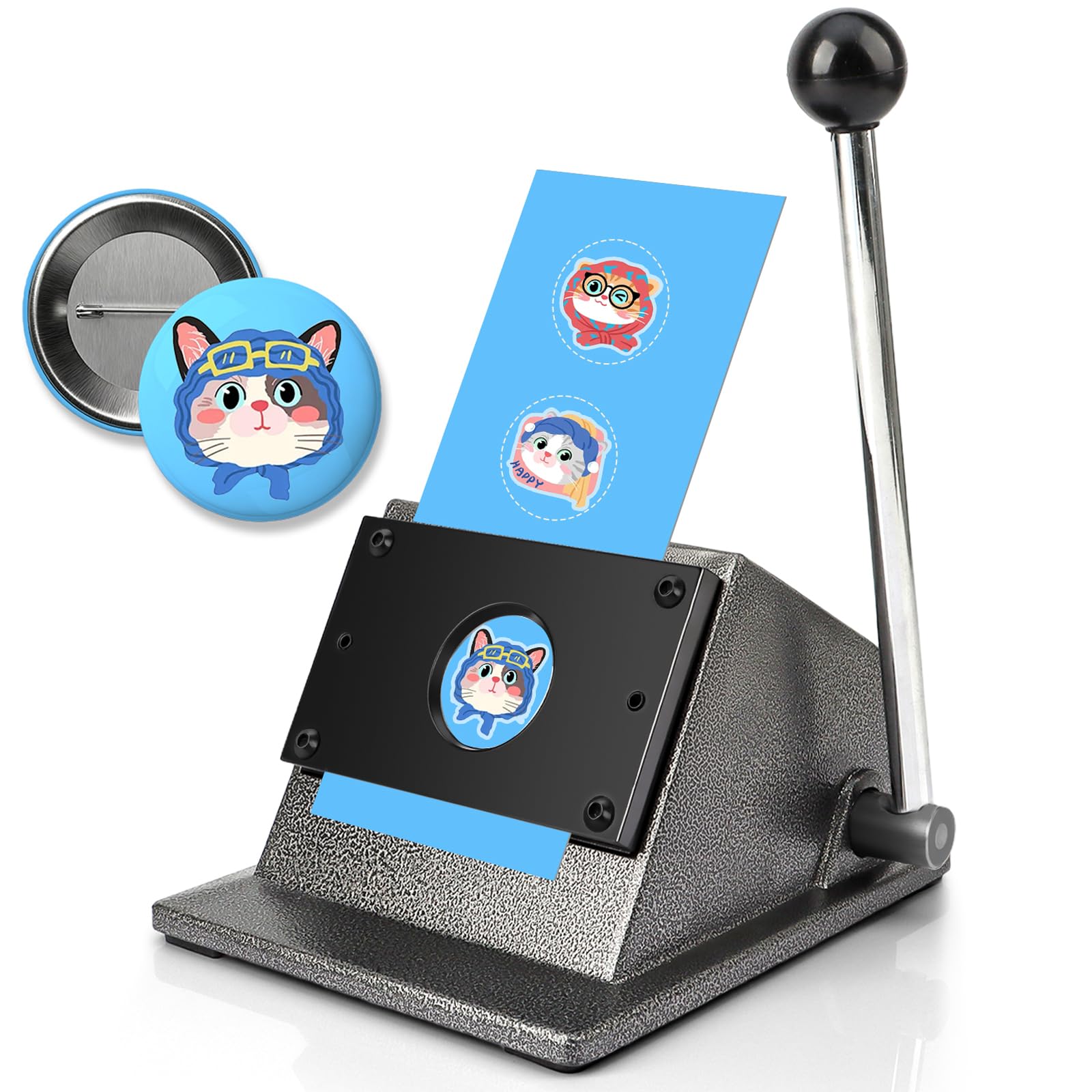 Photo 1 of 1.73in 44mm Circle Punch, 1.26in 32mm Button Paper Cutter, Heavy Duty Manual Lever Graphic Punch Die Cutter for Circular Paper Cutting, DIY Badges, Scrapbooking Cardstocks Crafting