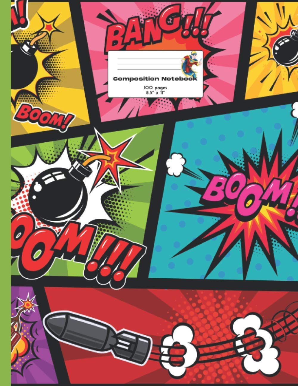 Composition Notebook College Ruled 8,5'' x 11'': Superhero Comic composition notebook, diary, journal or notes taking. College ruled, 100 pages for writting, perfect gift for those who love Superhero