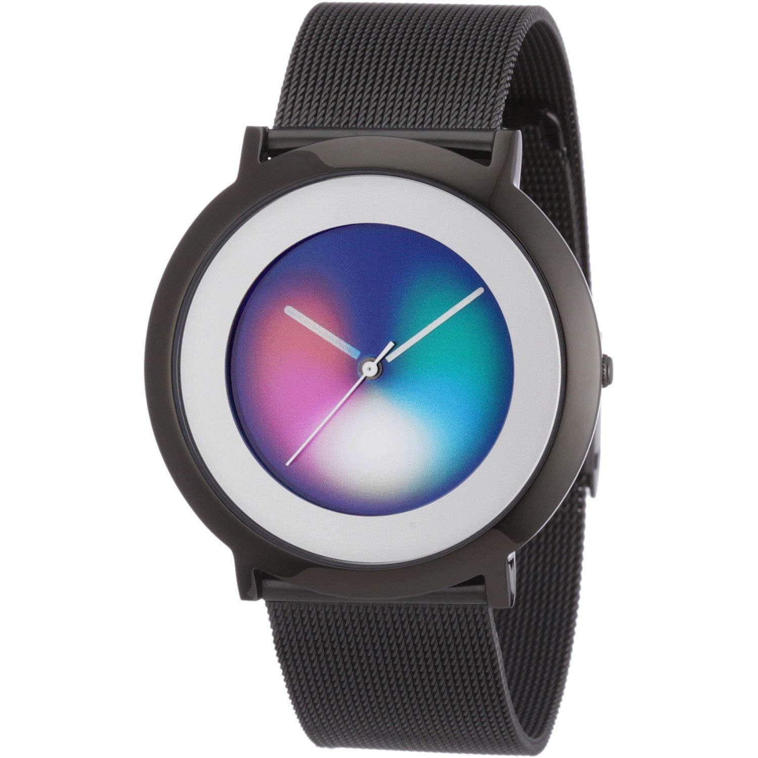 Colour Inspiration, Unisex Quartz Watch Colorchanging Series One Rules, Polished Black IP Black Coated Stainless Steel Case, Stainless Steel Bracelet IP Black, black, Strap.