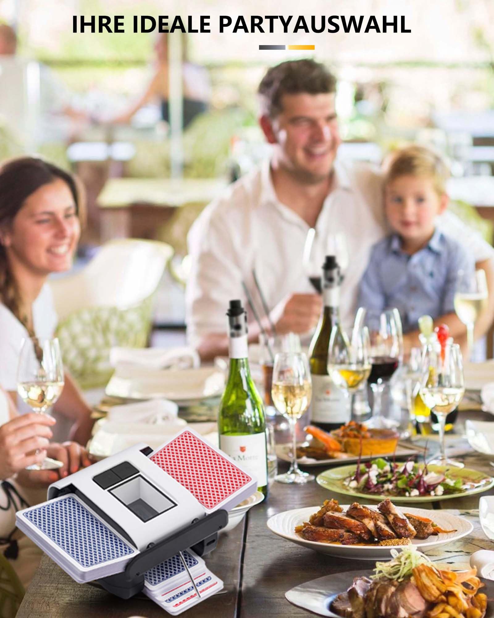 OBLITZON Kartenmischmaschine Elektrische Automatischer Kartenmischer für 1-2 Decks One-Press Auto & Manueller Modus Wiederaufladbar mit 2000mAh Geräuscharm Ideal für Poker UNO Blackjack Skip-BO 8